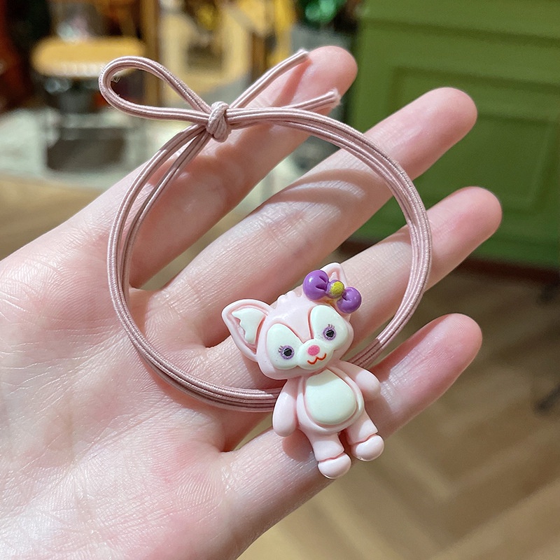 ※NOON※ Dây Cột Tóc Đính Chuông Họa Tiết Hoạt Hình Màu Hồng Xinh Xắn