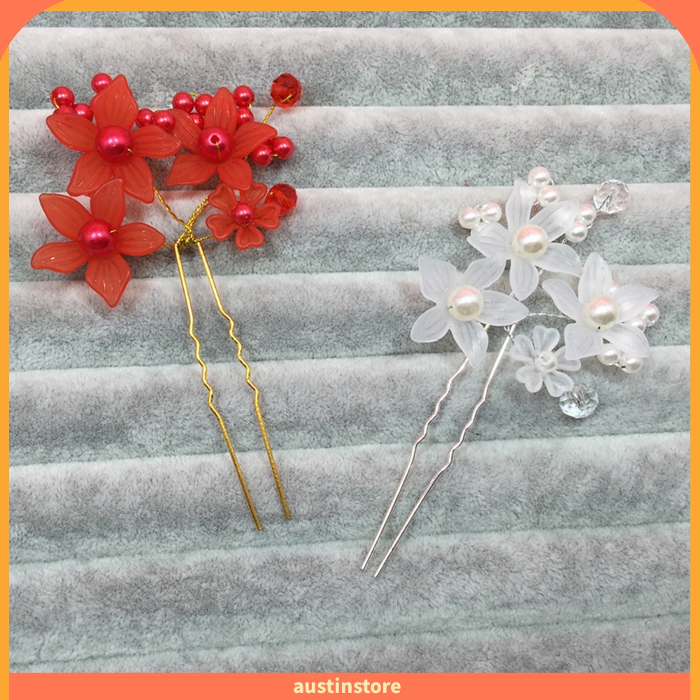 Trâm Cài Tóc Chữ U Đính Ngọc Trai Giả Cho Cô Dâu