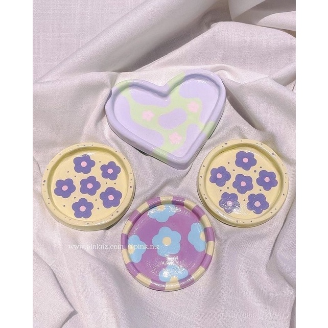 Dĩa đựng trang sức phụ kiện  handmade từ đất sét nhiều màu sắc dễ thương