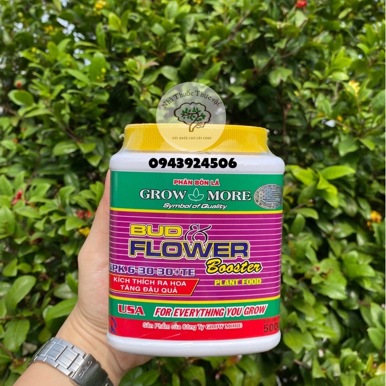 500gr PHÂN BÓN LÁ GROWMORE BUD Flower 6 30 30+TE kích ra hoa cho lan cây cảnh