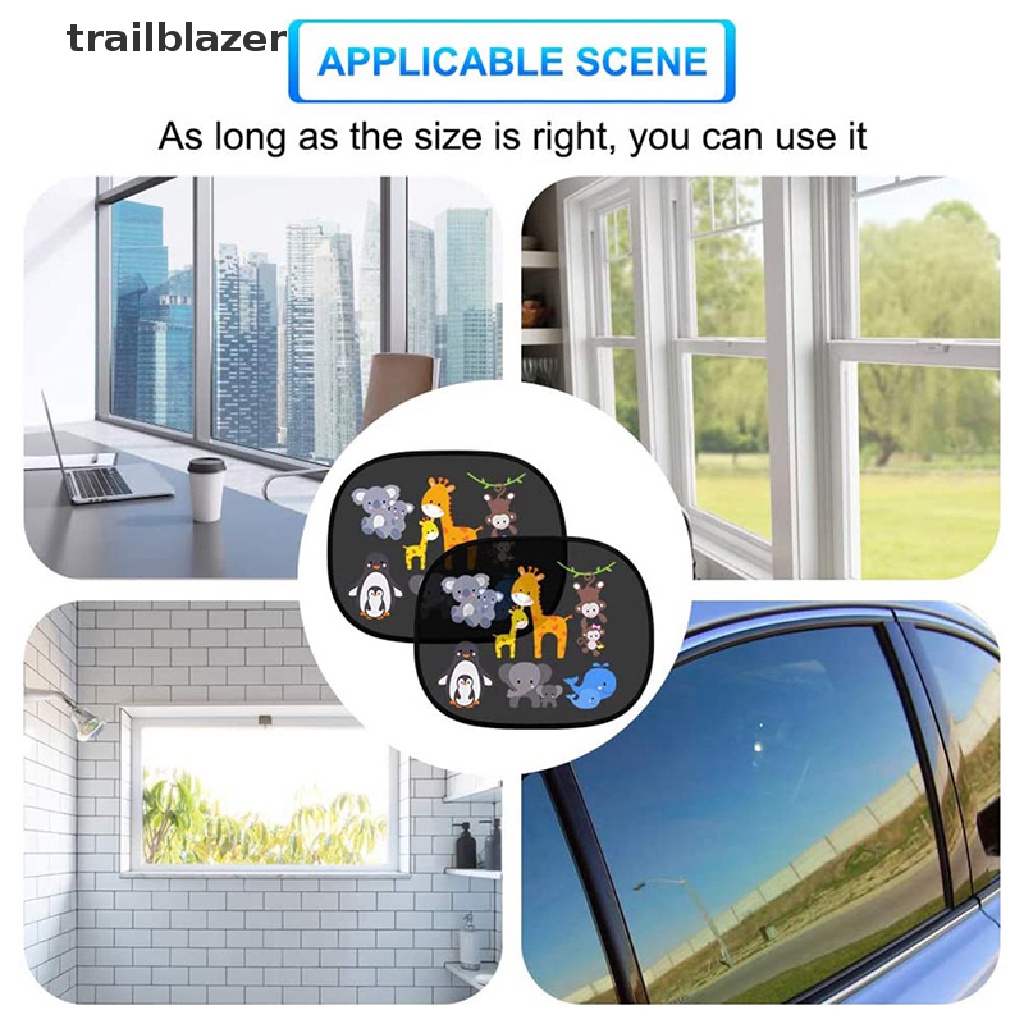 Set 2 Bạt Che Nắng Cửa Sổ Xe Hơi Chống Tia UV Hình Động Vật Có Thể Gấp Gọn Cho Bé Áo Thun In Hình Thời Trang Năng Động Cho Nữ