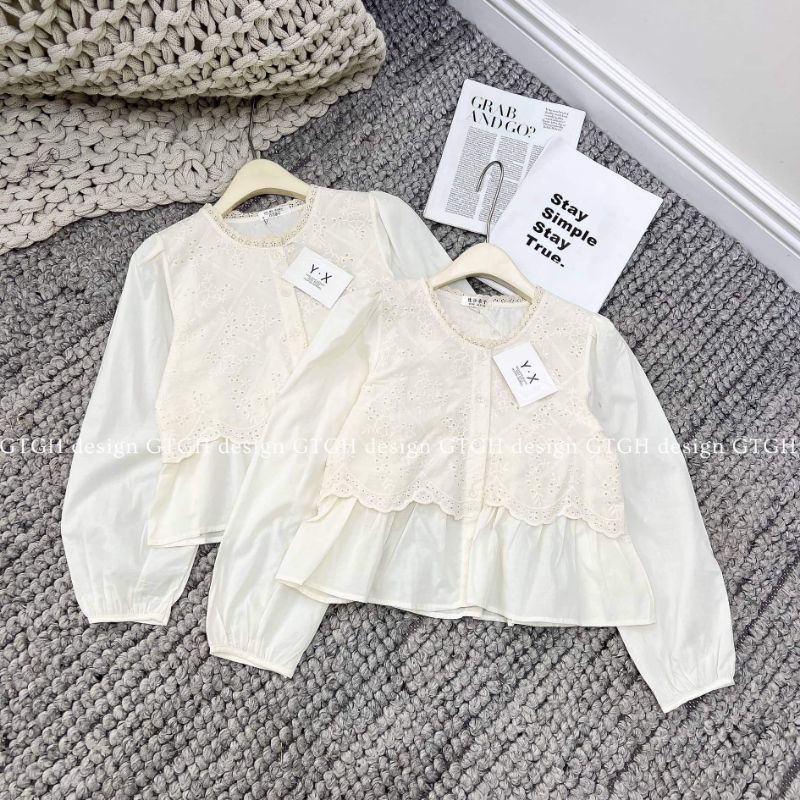 Áo sơmi ren be hàng QC