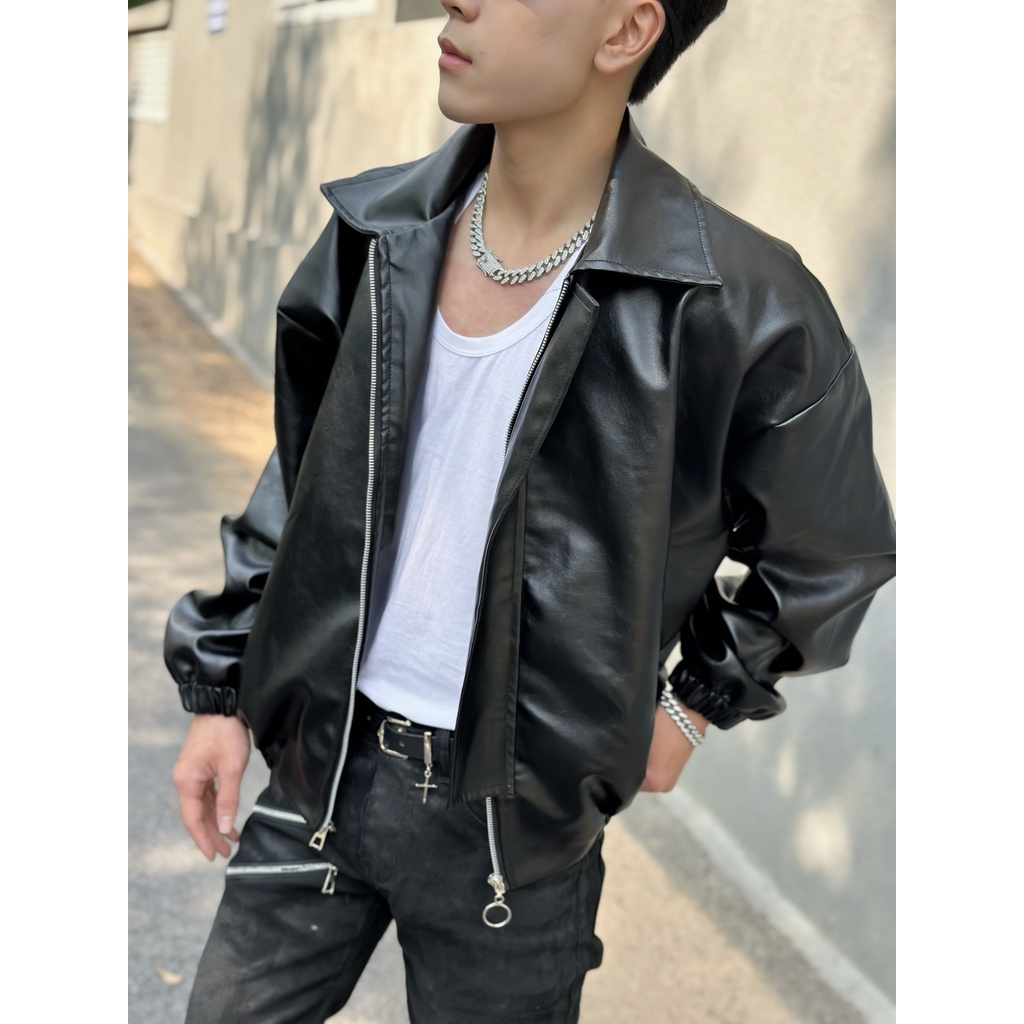 Áo khoác nam STEVE77, chất da PU nhập khẩu cao cấp | LEATHER CROP