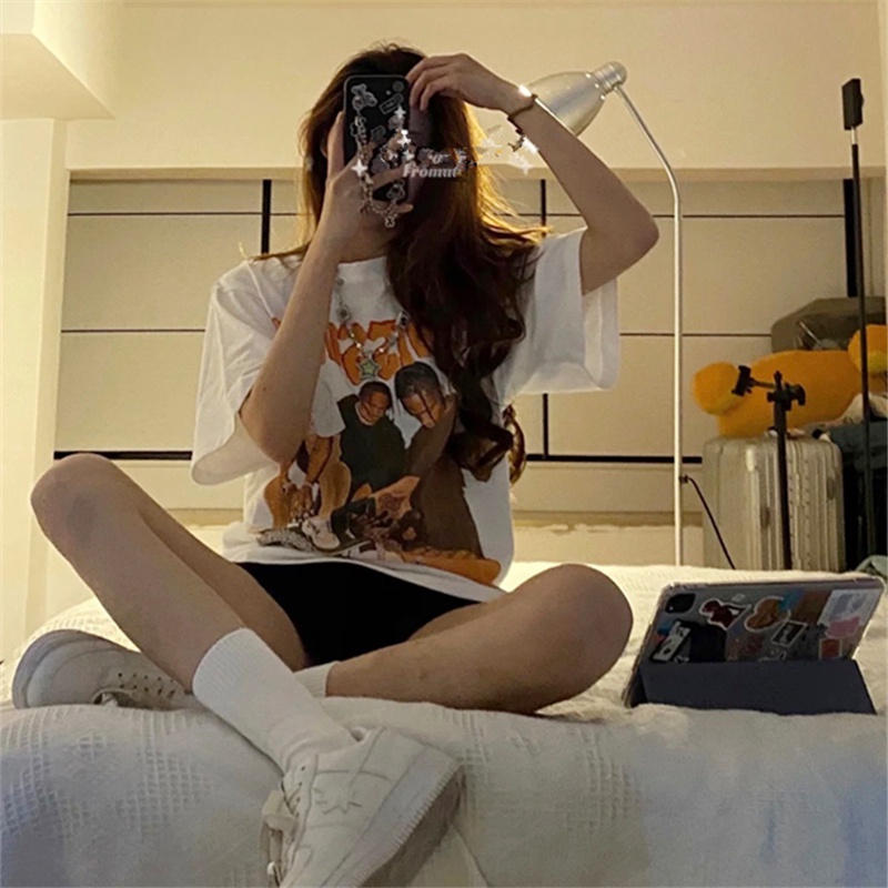 NUZIRO  Áo Thun Tay Ngắn In Chữ NUZIRO  Phong Cách Vintage Dành Cho Nữ