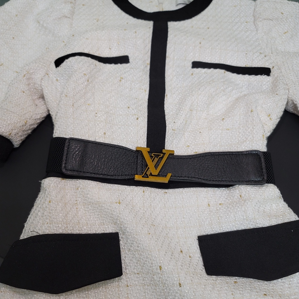 Đai váy nịt váy da PU thương hiệu L.V bản 4cm TB621