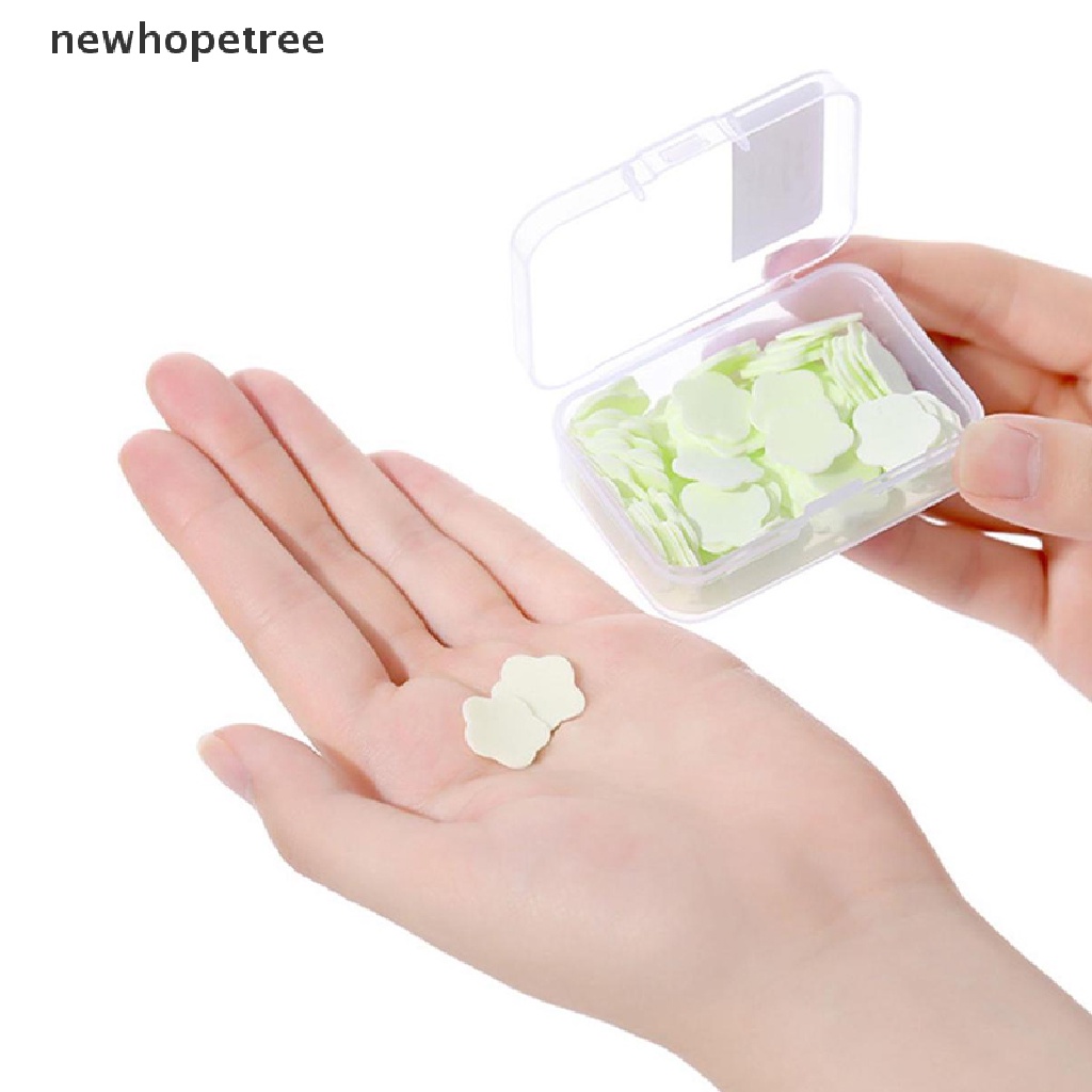 Hộp 100 Xà Phòng Giấy Hình Bông Hoa Mini Dễ Thương Dùng Một Lần Kèm Hộp Đựng