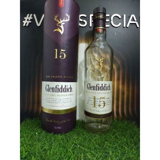Vỏ chai rượu ngoại Glenfiddich 15 năm Xuất xứ Scotland trưng bày decor mới đẹp 99%