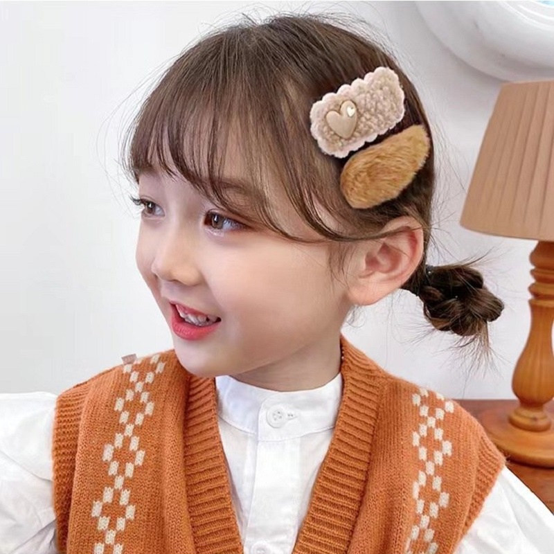 Combo Set 10 kẹp tóc hình hoạt họa nhồi bông phong cách Hàn Quốc xinh xắn,Cặp tóc mái lông siêu cute cho bé gái