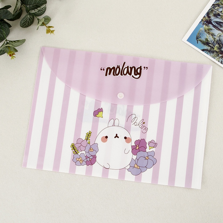 Túi Đựng Tài Liệu molang Cỡ A4 Họa Tiết Hoạt Hình Đáng Yêu
