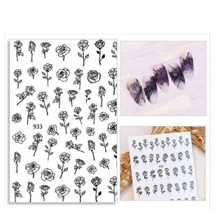 sticker hoa hồng trắng đen