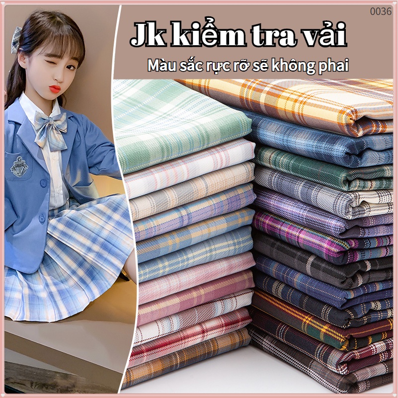 Vải May Quần Áo Đồng Phục Học Sinh Xếp Ly Sợi Vải Nhiều Màu Sắc DIY