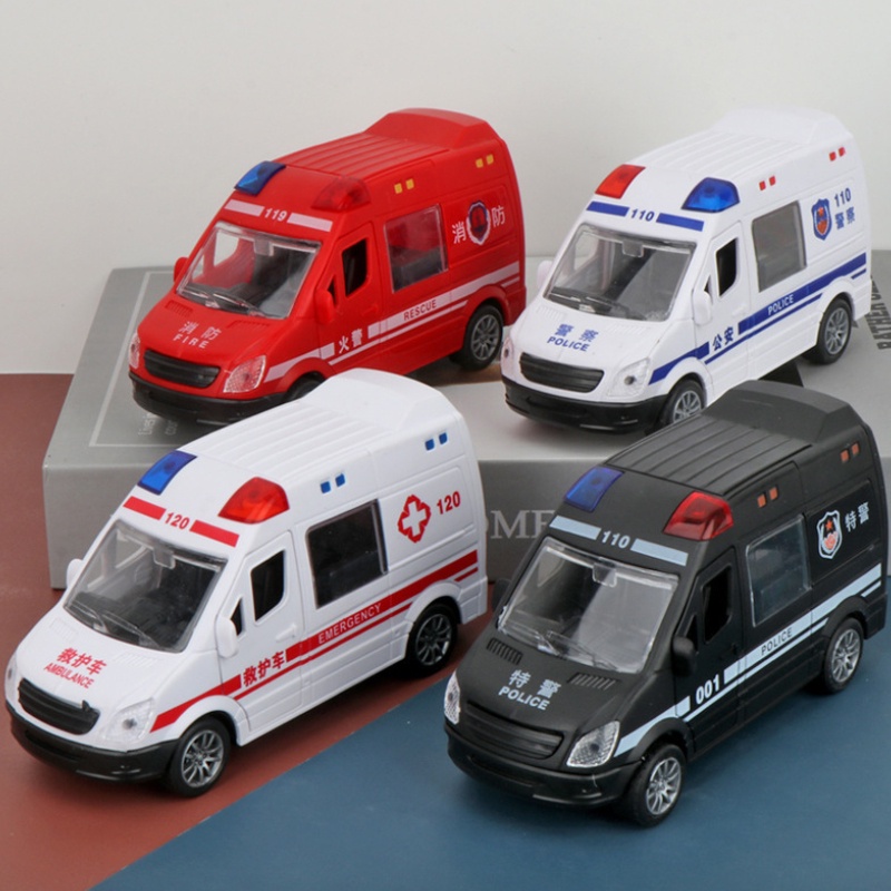 Mô hình xe đồ chơi cứu thương/ cứu hỏa/ cảnh sát/ tải tùy chọn mini bằng nhựa cao cấp dành cho trẻ em