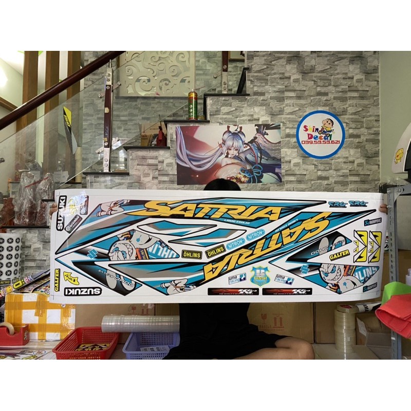 DECAL PVC 5 LỚP CHẤT LƯỢNG CAO Tem rời Satria Fi thỏ dán xe đen