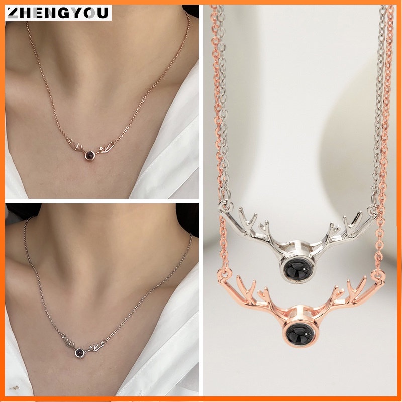 Vòng cổ RINHOO mặt hình sừng hươu phù hợp làm quà tặng ngày lễ thời trang