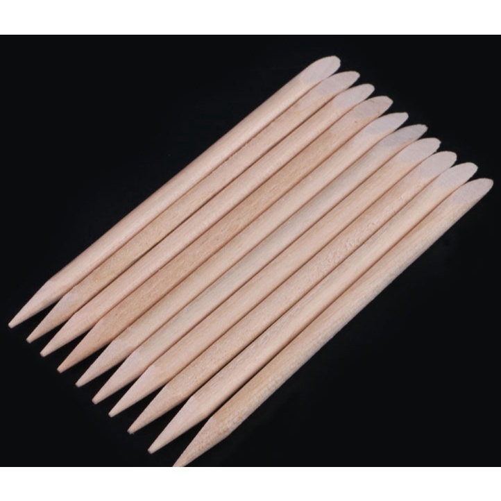 Que gỗ làm nail, que đẩy da mini,sét 100 cây dùng Trong NailBox-7.5cm