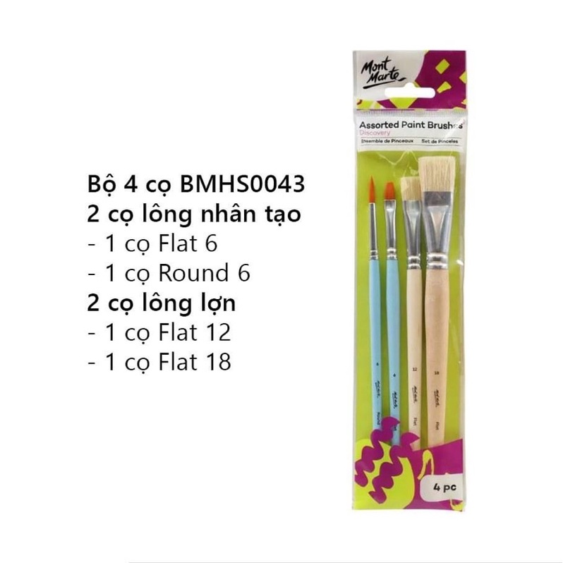 Cọ Vẽ Mont Marte Bộ Chuyên Cho Acrylic, Gouache, Sơn Dầu