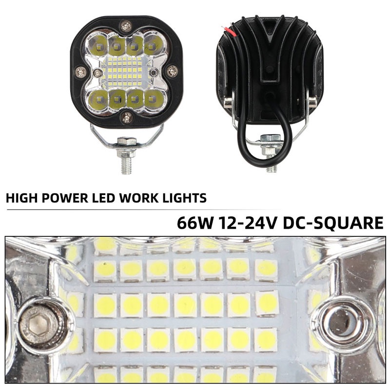 1 Đèn Pha Led 66W Ánh Sáng Trắng Dành Cho Xe Hơi ATV SUV 4x4 Offroad / Tàu Thuyền
