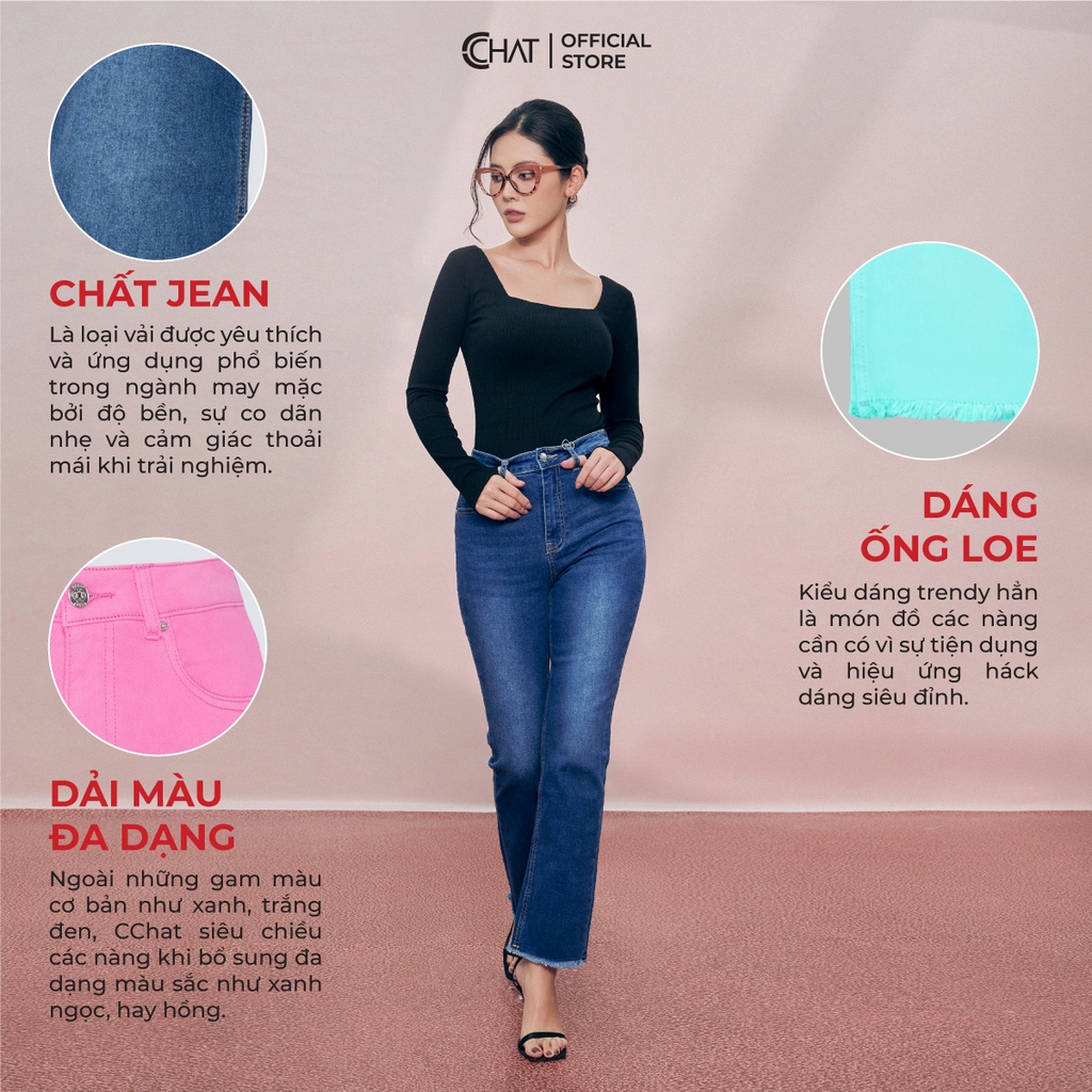 Quần Jean Nữ 𝐂𝐂𝐇𝐀𝐓 Vẩy Mini Rua Gấu Phong Cách Trẻ Trung Cá Tính 22GDJ2001EH