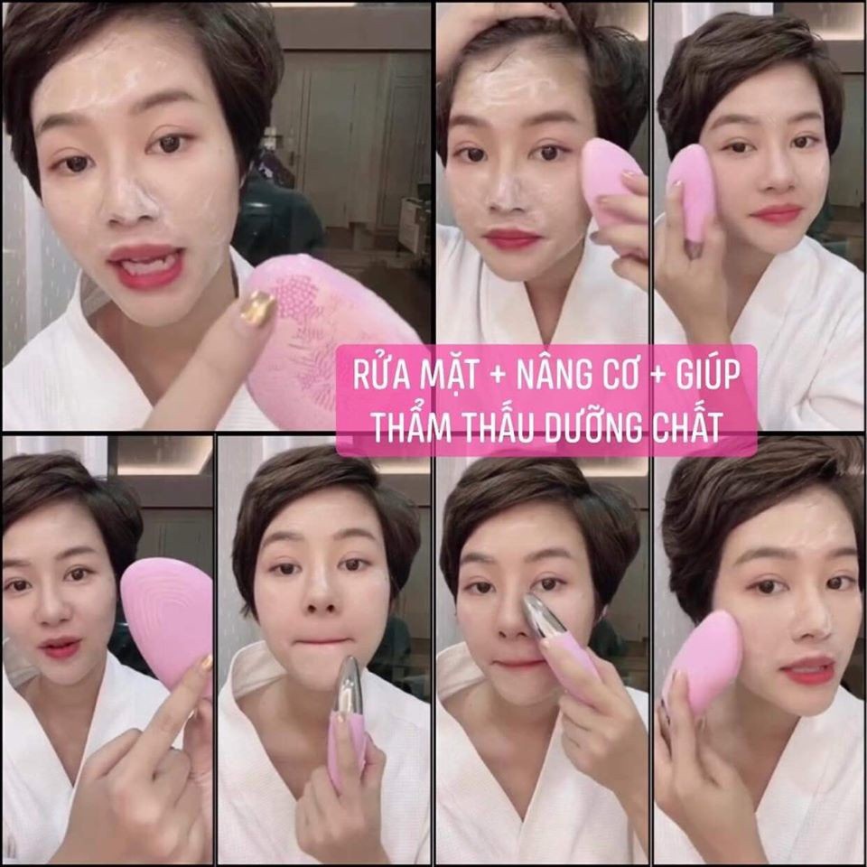 Máy Rửa Mặt Nâng Cơ Sonic Thẩm Thấu Dưỡng Chất, Nâng Cơ, Matxa Và Rửa Sạch Chân Lông Bảo Hành