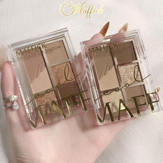 Bảng phấn mắt nội địa trung Maffick MF151 bộ trang điểm mỹ phẩm 6 ô màu makeup lì, ánh sáng lấp lánh kết hợp kháng nước