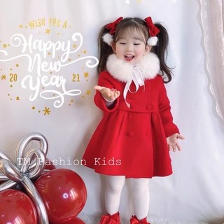 Áo khoác dạ bé gái chất dạ mềm mịn, không xù, size 12-22 kg