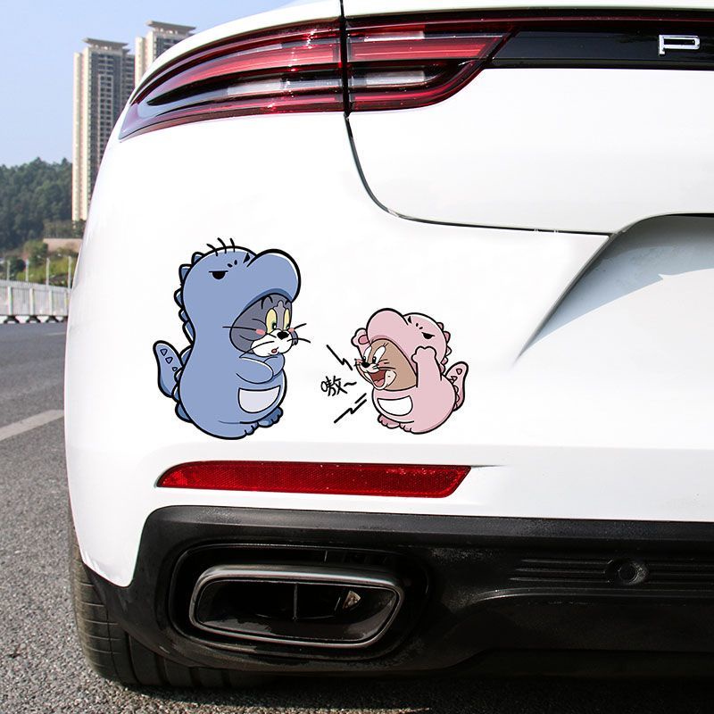 Hl Miếng Dán Phản Quang Hình Mèo Và Chuột Trang Trí Mũ Bảo Hiểm / Xe Hơi