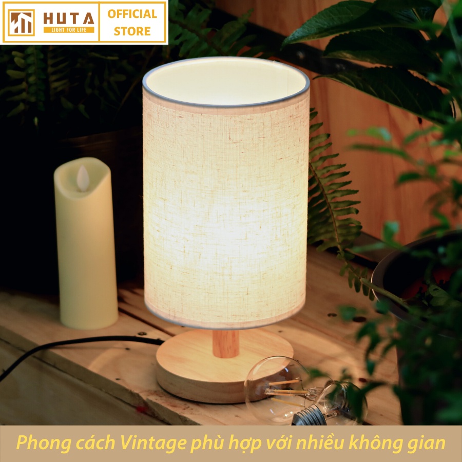 Đèn Ngủ Để Bàn Gỗ Decor Phòng Ngủ HUTA LIGHT FOR LIFE G1 Trang Trí Vintage , Điều Chỉnh Độ Sáng,Đầu Cắm Điện 2 Chấu 220V | BigBuy360 - bigbuy360.vn