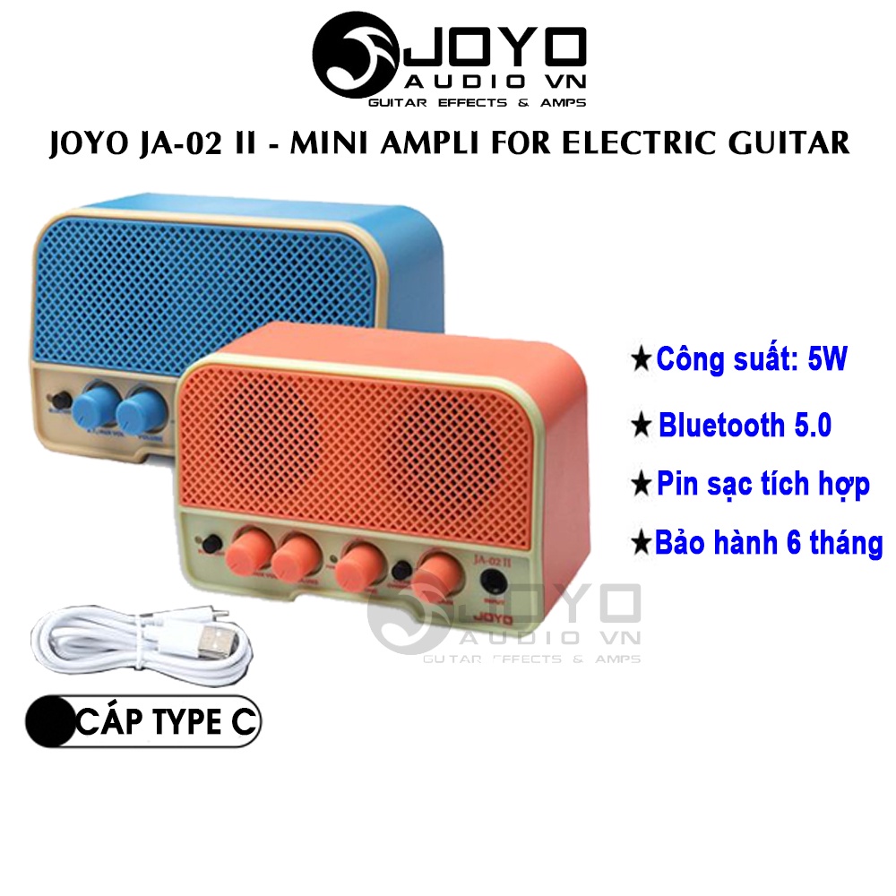 JOYO JA-02 II 5W - Loa Amply Mini Guitar Điện Dual Channel Clean &amp; Overdrive Pin Sạc TypeC, Bluetooth 5.0 AUX IN