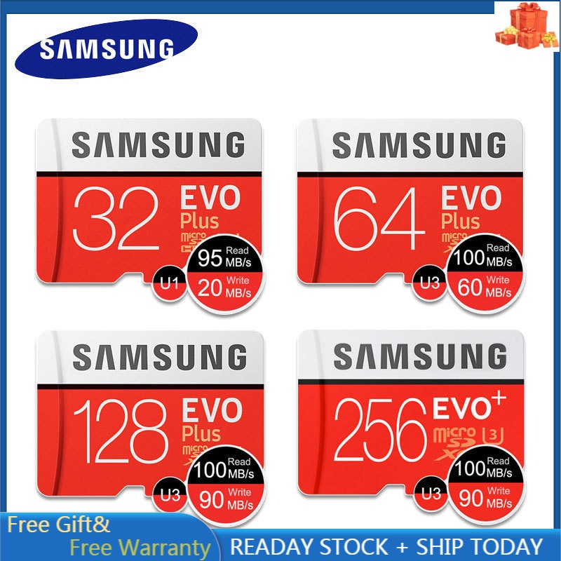 Thẻ Nhớ SAMSUNG 100% SAMSUNG 32G 64G 128G 256G SDHC 95MB / s Grade EVO + Micro SD Class 10 Micro SD C10 UHS TF