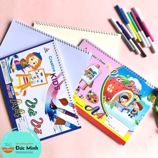 Vở vẽ lò xo A4/A3, giấy trắng, giấy sần, sổ phác thảo, định lượng 100gms, đa dạng các mẫu - vpp Quế Anh (sỉ/lẻ)