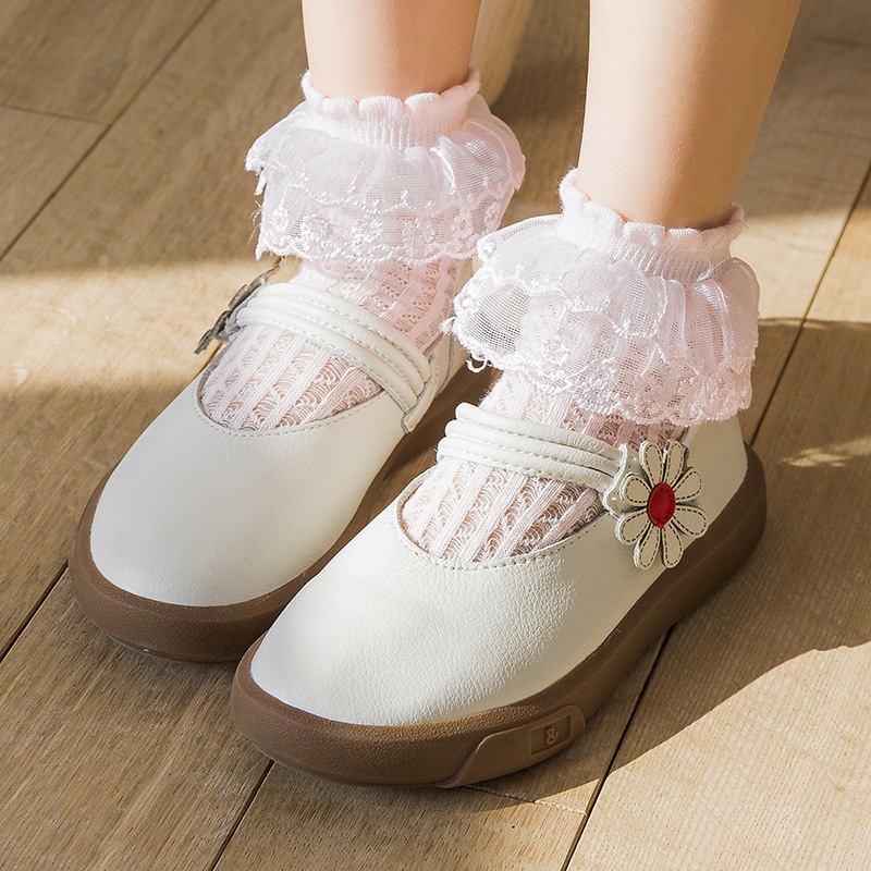 Vớ cotton Mỏng Phối Ren Thoáng Khí Phong Cách Công Chúa Cho Bé Gái
