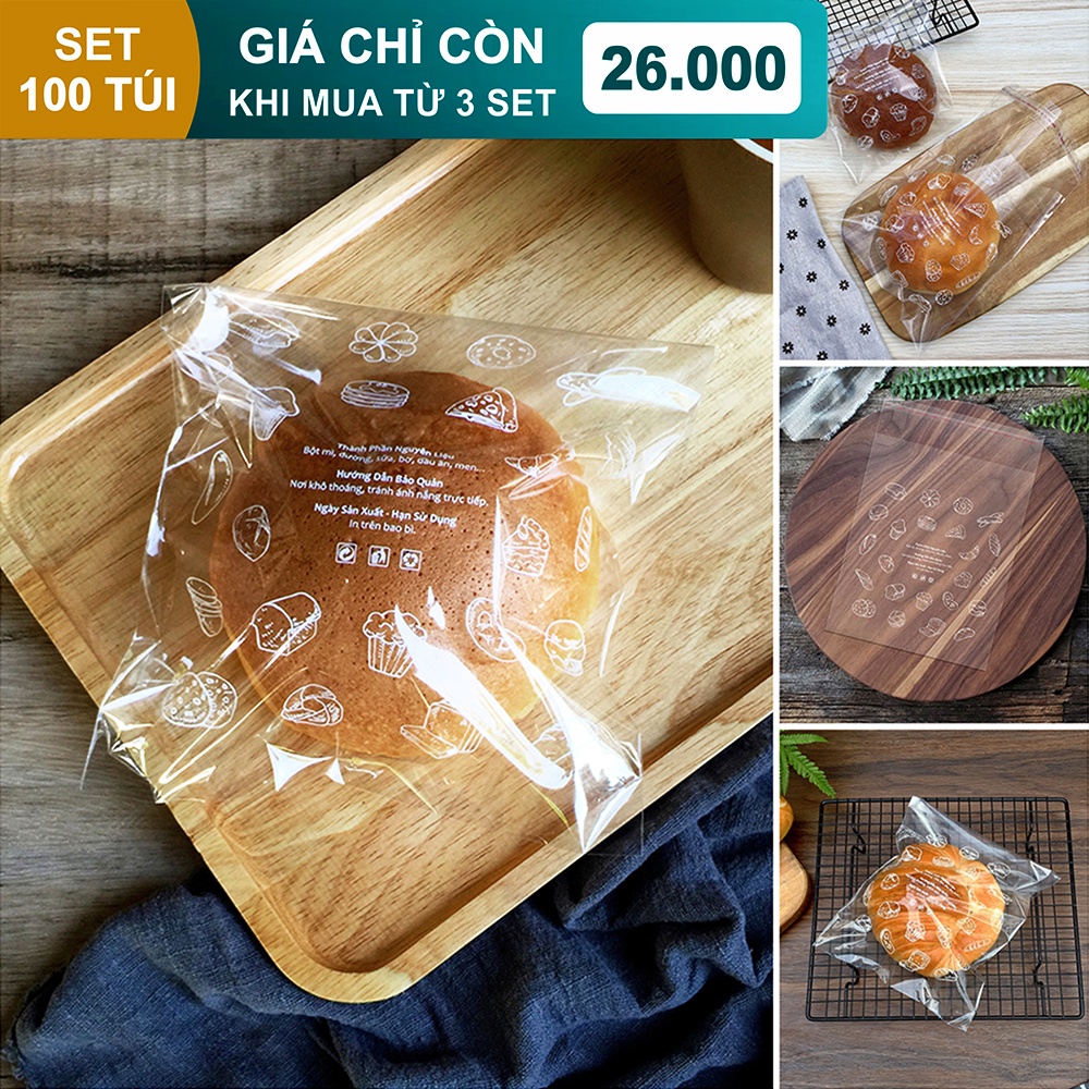 Túi Nilon Dán Keo Đựng Bánh Mì Ngọt - Set 100 Túi [Gold Pack Viet Nam]