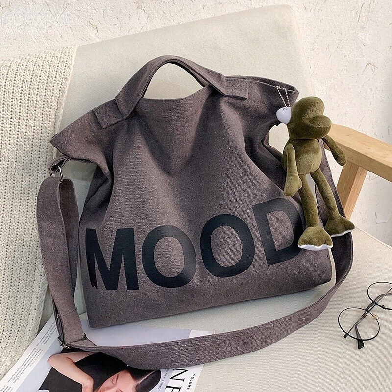 Mischa Túi Đeo Chéo Vai Vải canvas Hình Vuông Cỡ Lớn Phong Cách retro Đơn Giản Dễ Phối Đồ Thời Trang unisex
