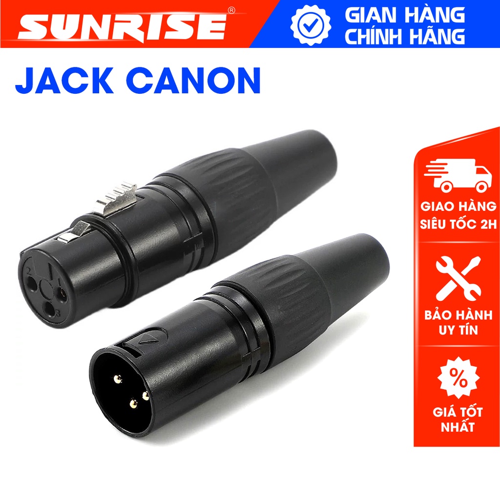 Jack canon 3 chân Đực và Cái, Đầu jack chân hàn cao cấp 175/176 - SUNRISE