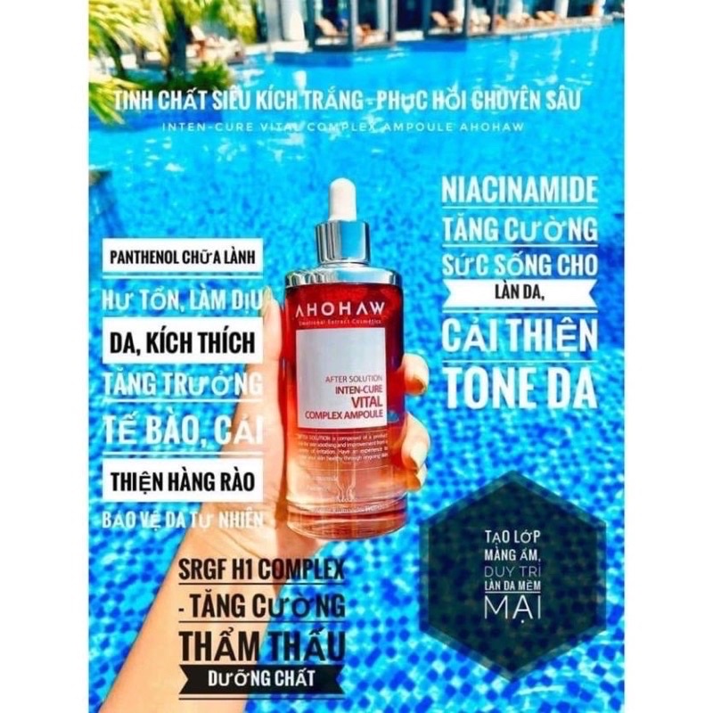 Tin chất dưỡng VITAL COMPLEX AMPOULE Inten Cure Serum trắng da siêu tốc Ahohaw đỏ 50 ml