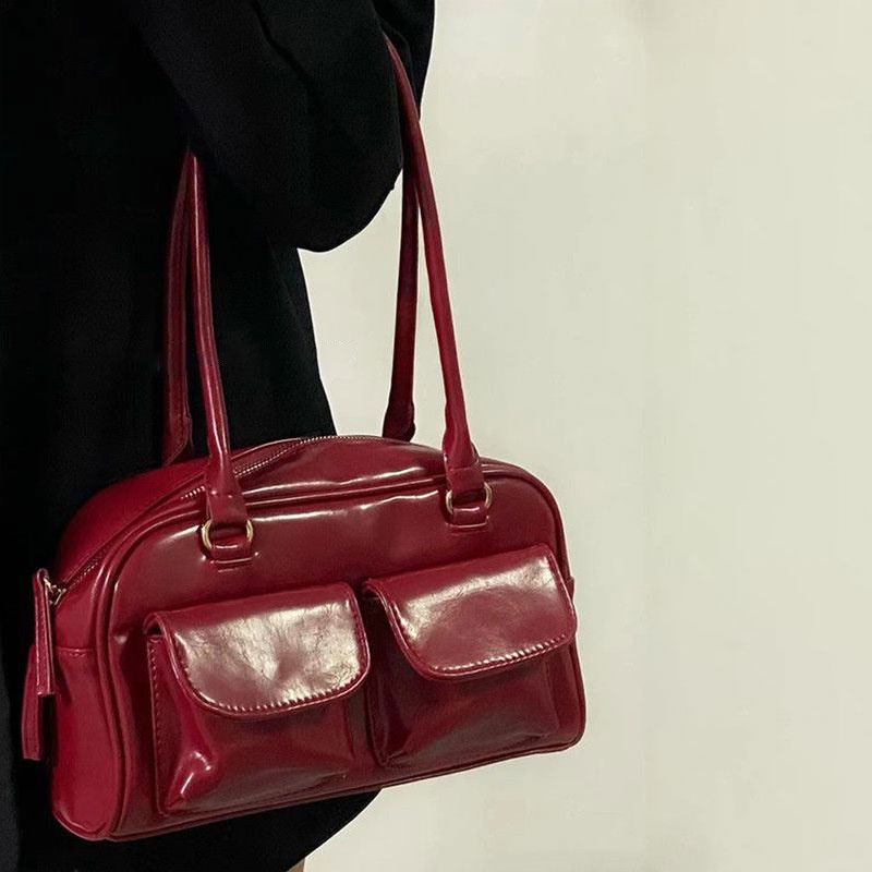 Mischa Túi Xách Đeo Vai Hình Vuông Cỡ Lớn Chất Liệu Da PU Màu Trơn Phong Cách Cổ Điển Thời Trang Cho Nữ stand oil