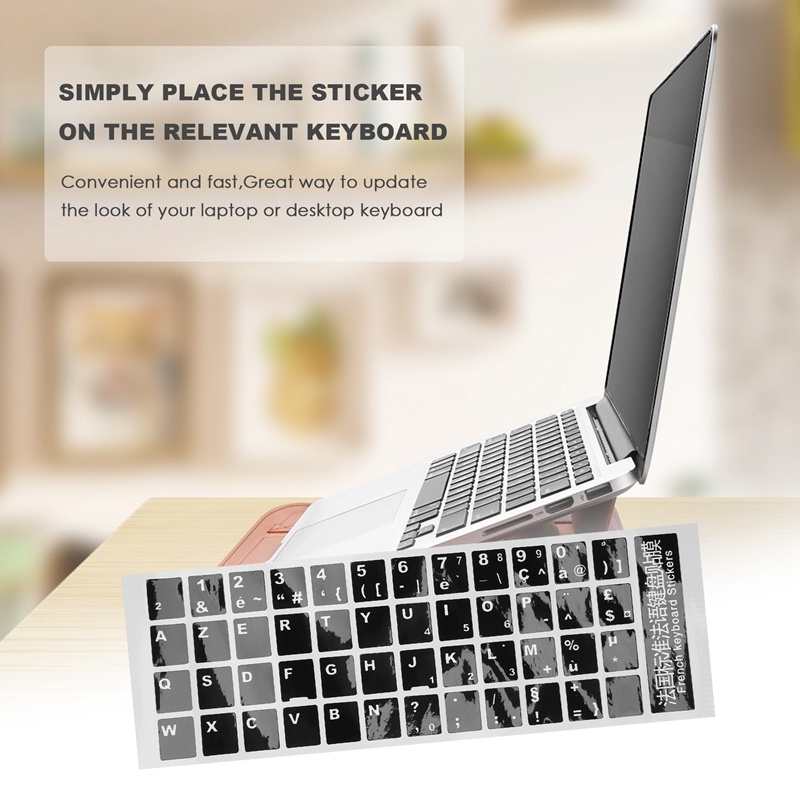 Chữ cái trắng pháp azerty bàn phím sticker bìa đen cho máy tính xách tay
