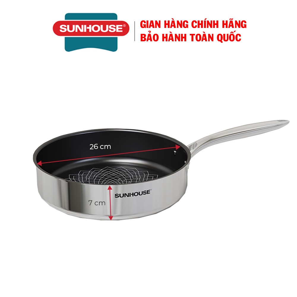Chảo inox 3 lớp ultra Titanium Sunhouse STI18M/STI22M/STI26M- HÀNG CAO CẤP