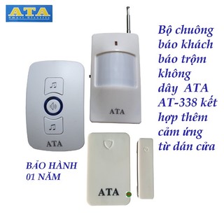 Bộ chuông kết hợp mắt cảm ứng và cửa từ dán 2 bên cửa báo khách- báo trộm không dây đa năng ATA -338