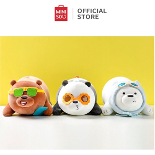 MINISO Thú Bông Gấu We Bare Bears Thú BôNg Len Nằm Sấp Đội Nón Dễ Thương