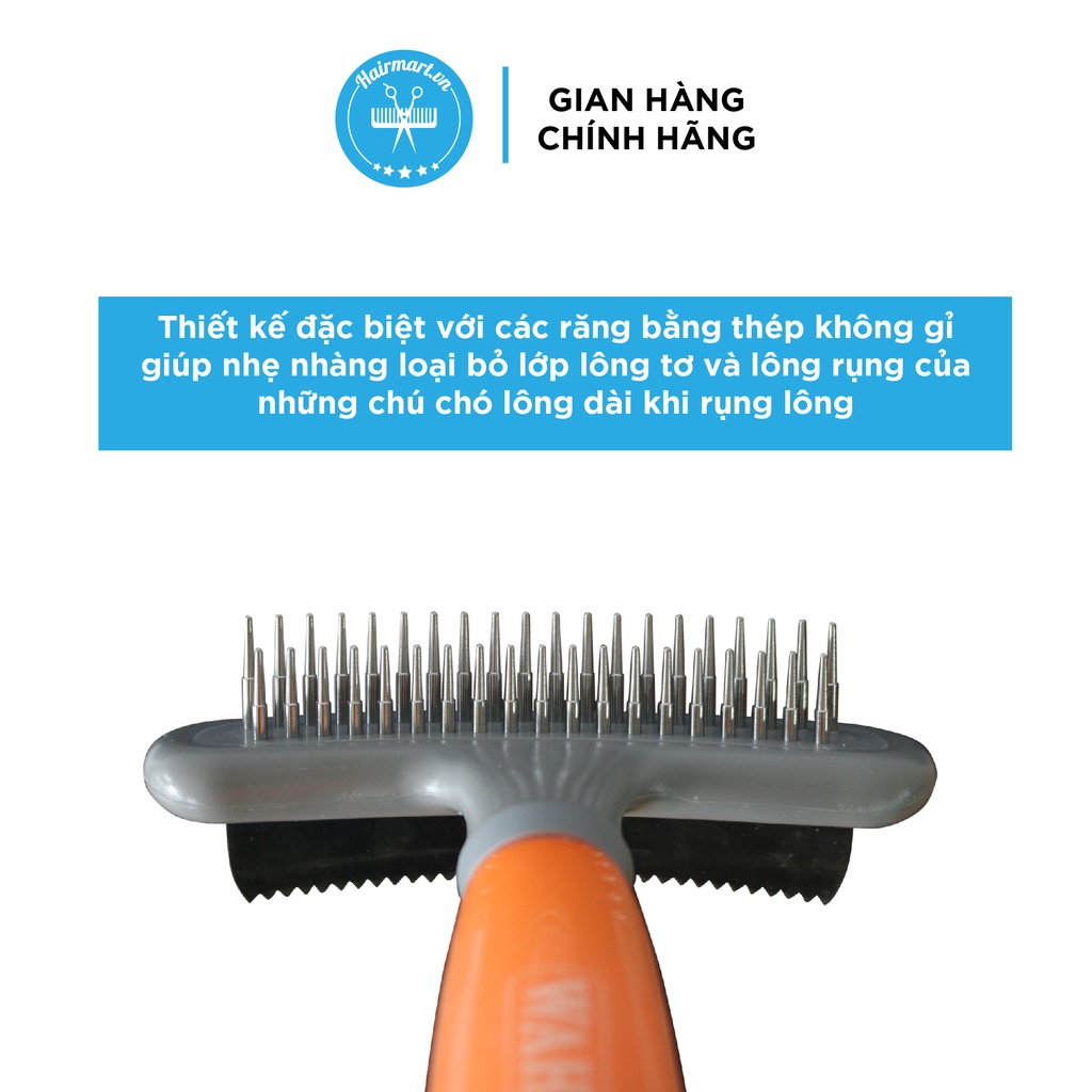 Lược chải hai lưỡi DE-SHEDDER chống rụng lông chó mèo chính hãng Wahl bàn chải lông rụng - Hair Mart