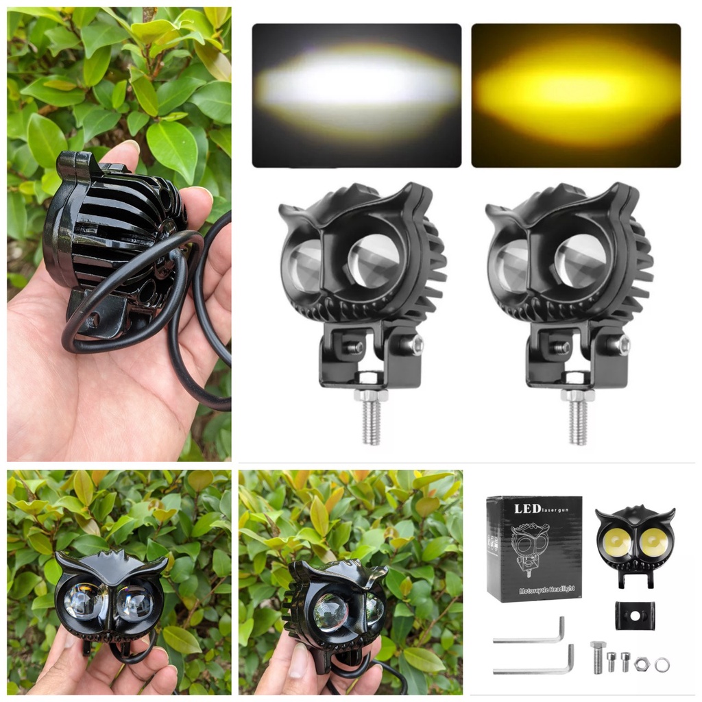 Đèn trợ sáng xe máy ô tô mắt cú X22 Pro 45W 2 mắt led siêu sáng cốt vàng pha trắng cho khách víp