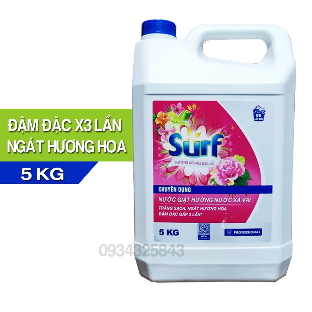 Nước giặt Surf đậm đặc 5kg hương hoa cỏ diệu kì