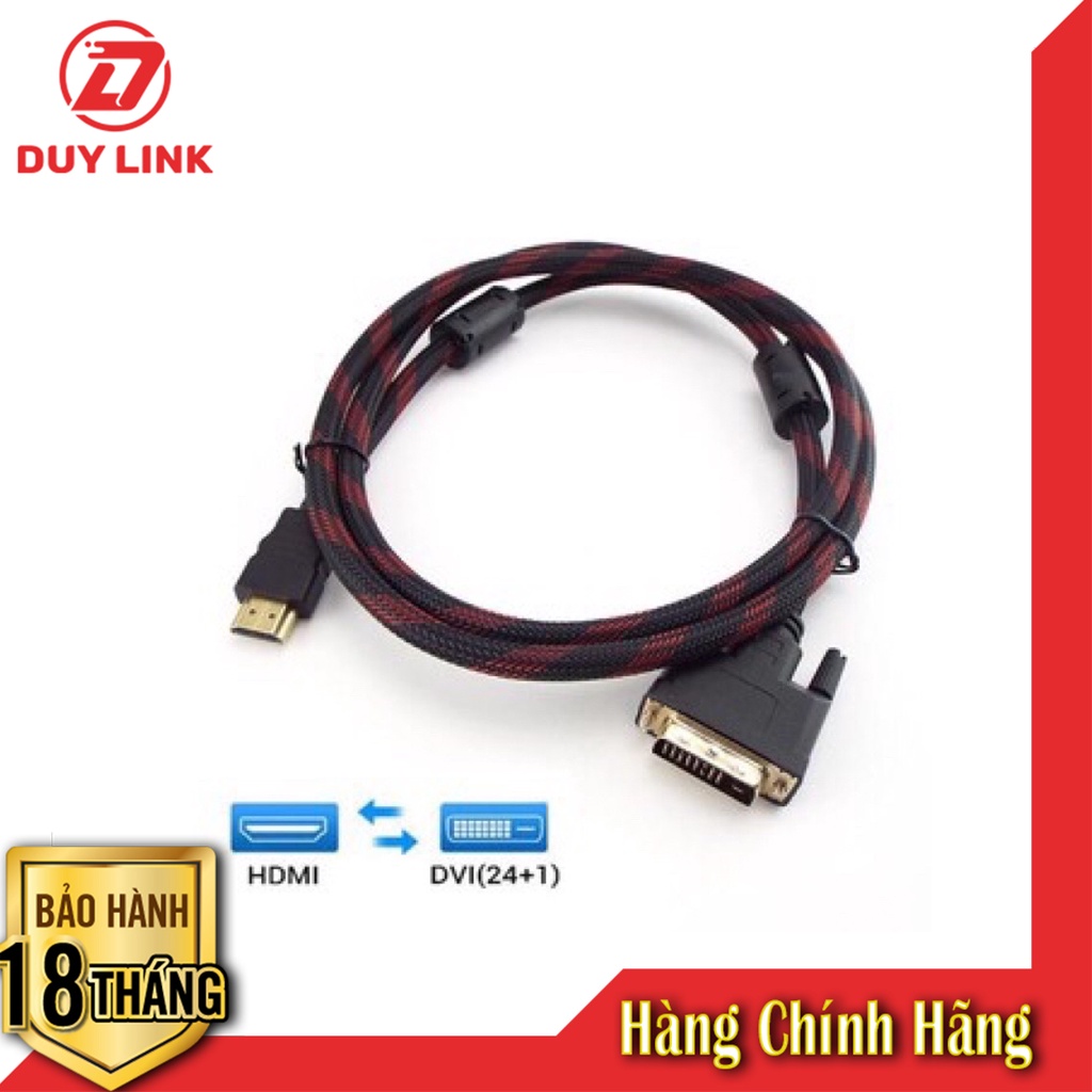Cáp HDMI to DVI 24+1 (Loại Tốt) 2 đầu dương - Dây bọc dù siêu bền - Chiều dài 1.5m 3m 5m