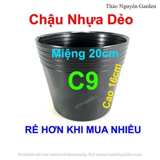Chậu nhựa đen C9 trồng hoa vạn thọ Tết, trồng rau, trồng cây | Thảo Nguyên Garden