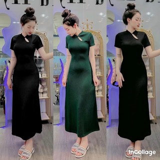 Đầm body cổ tàu dáng xòe cực kỳ hack dáng