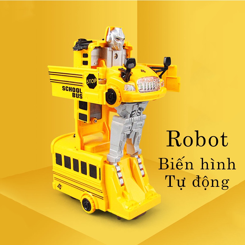 Đồ chơi trẻ em xe bus biến hình robot có nhạc và đèn