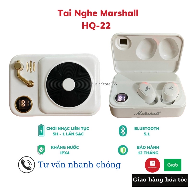 Tai nghe bluetooth MARSHALL HQ-22 Tai nghe không dây Bluetooth TWS bảo hành 12 tháng