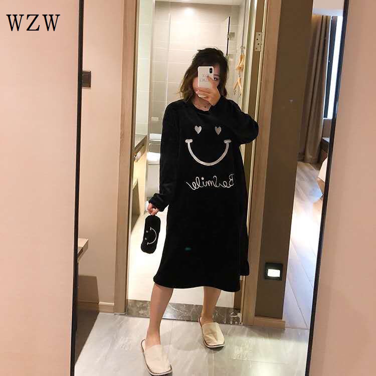 Đầm Ngủ Lông Cừu San Hô Plus Size Phong Cách Hàn Quốc Thời Trang Thu Đông Cho Nữ