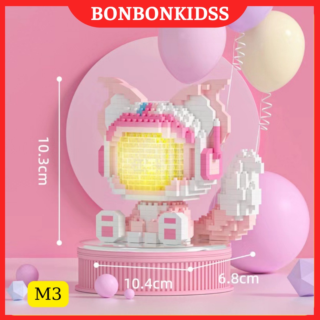 Đồ chơi xếp lego 3D nhân vật vui nhộn, lắp ráp lego mô hình phi hành gia phát sáng, mô hình lego mini có đèn bonbonkit
